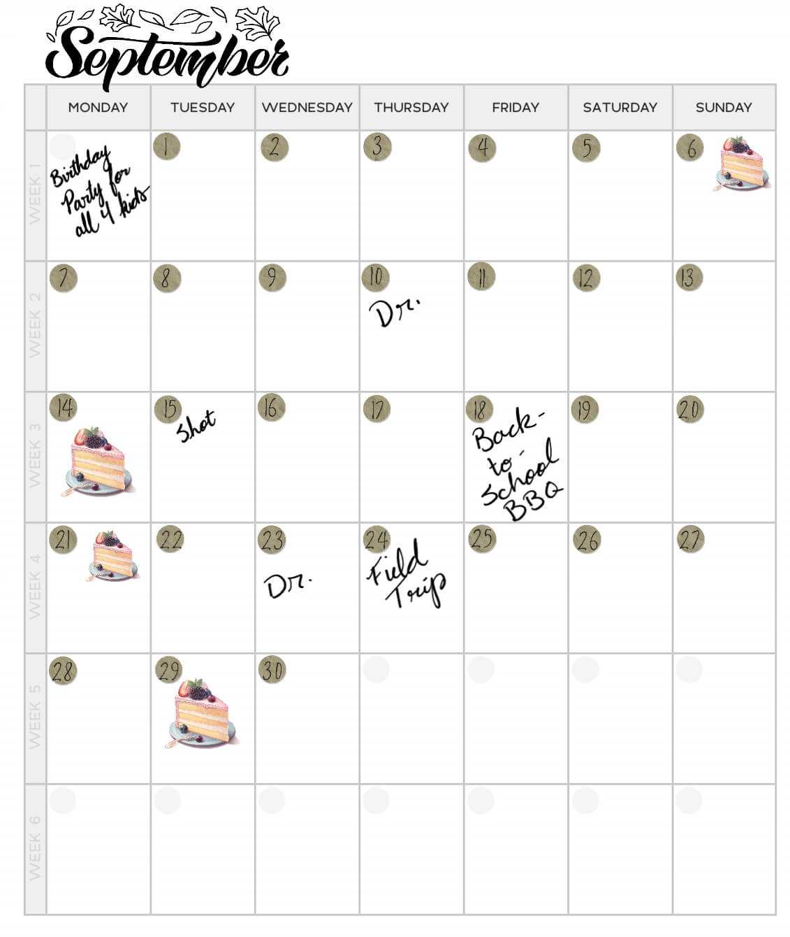 a picture of a birthday chart